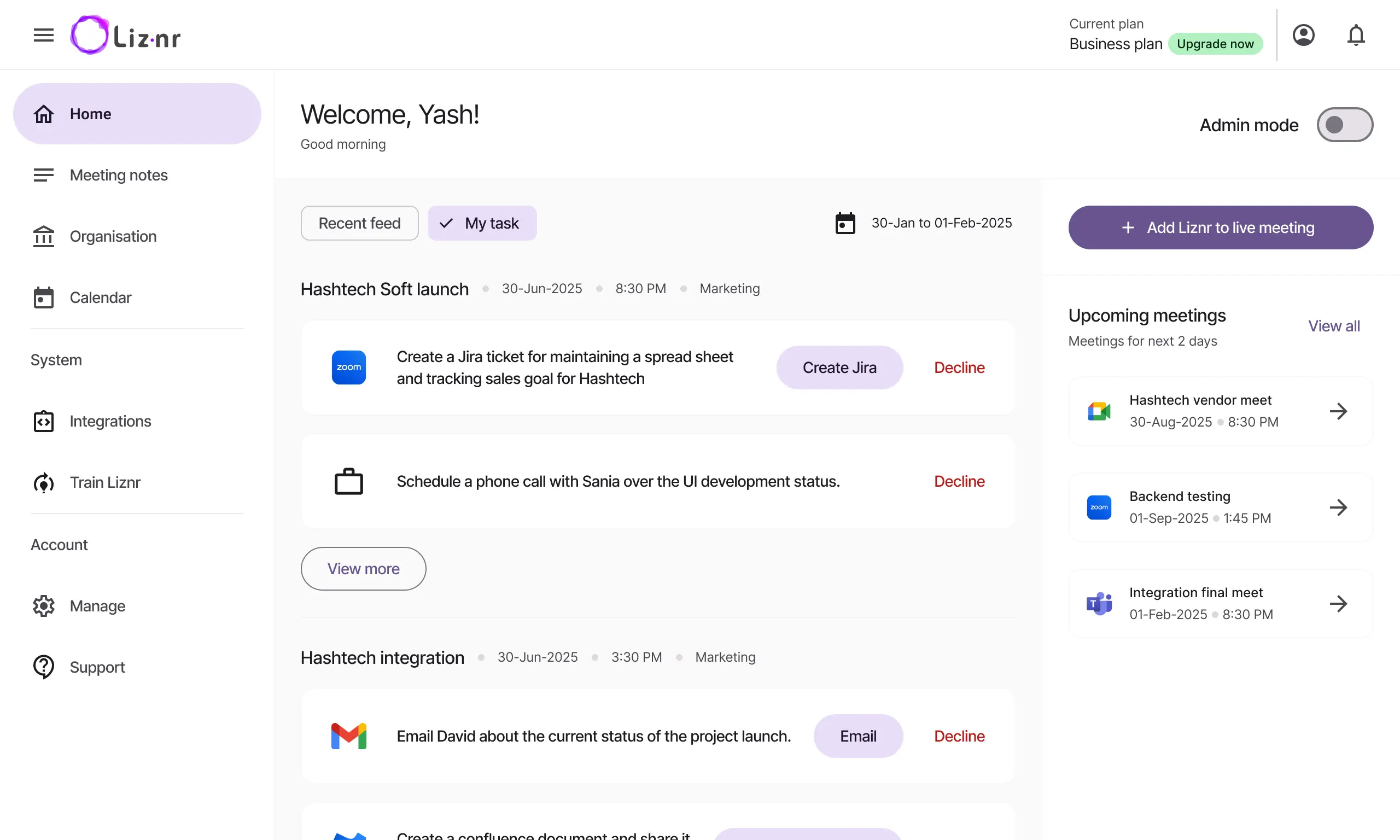 AI assistant extracting action items